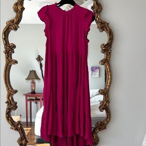 Women's Ruffle Sleeve Maxi Dress in Fuchsia Sz Large